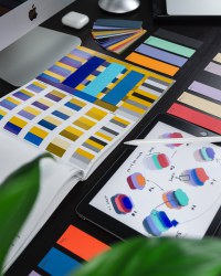 Printed material showing patterns and designs. Photo by Balázs Kétyi.