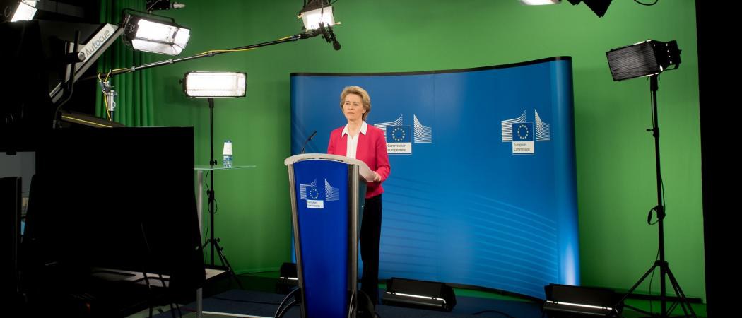 EU commission president Ursula von der Leyen during a video conference with EU leaders on response to the coronavirus outbreak. Photo: European Commission