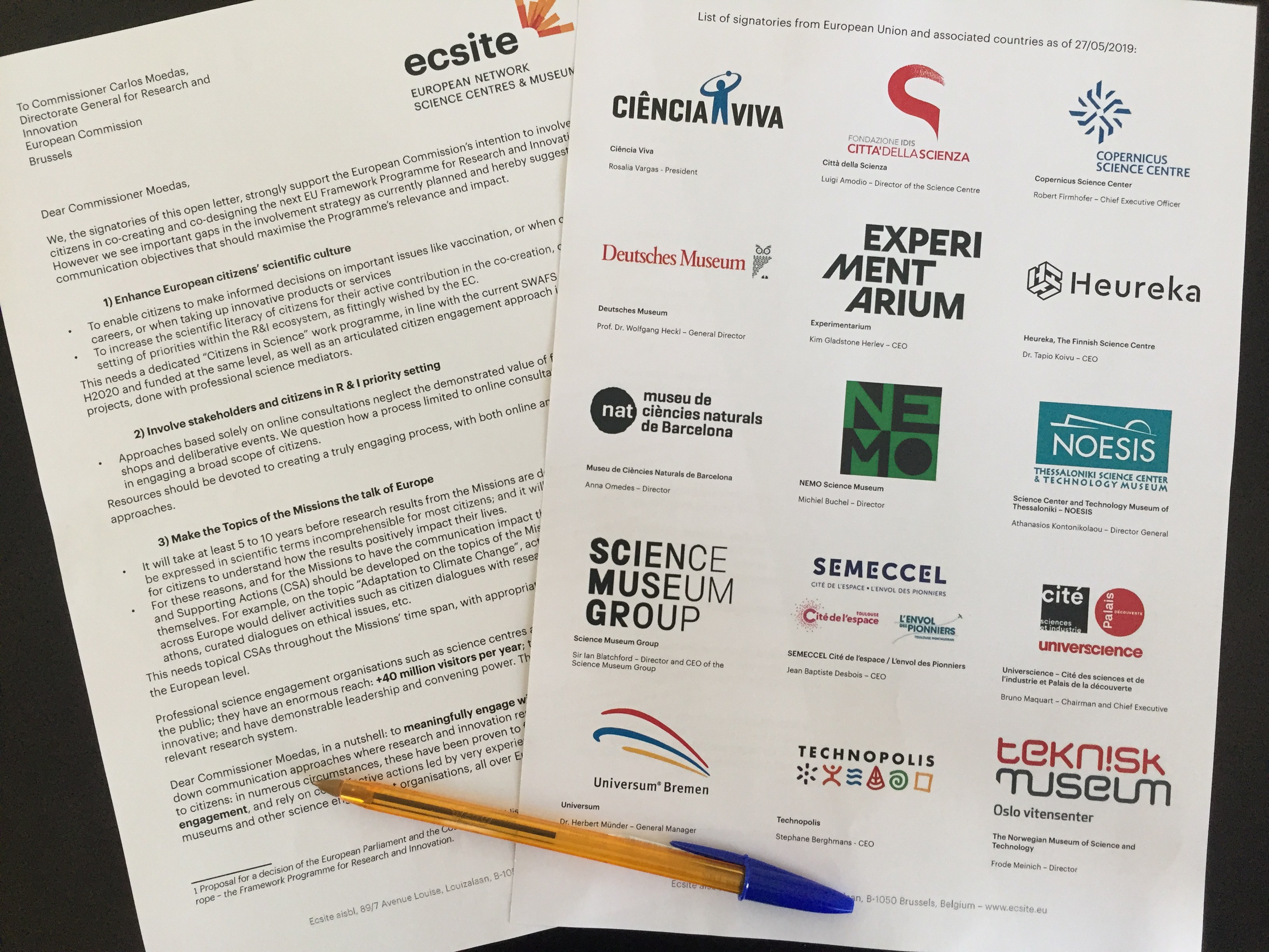 Ecsite's Open letter to R&I Commissioner