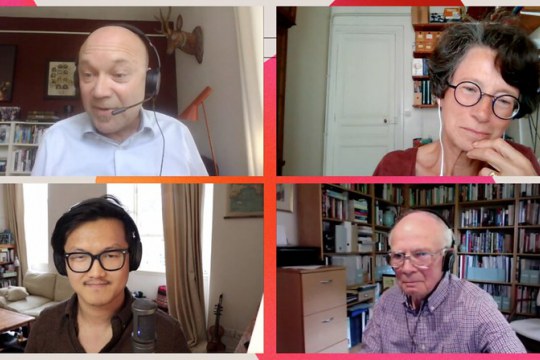 Image of Amito Haarhuis and the three Conference guests (clockwise, from top left: Amito Haarhuis, Camille Pisani, Colin Johnson and Lewis Hou)